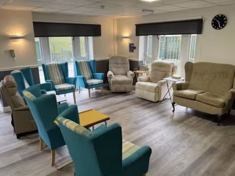A shared living space at White Rose Care Centre